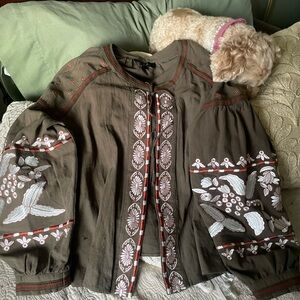 RD & Koko khaki embroidered jacket top